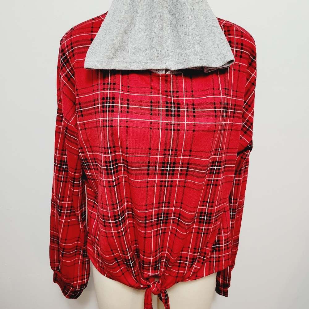 Blush & Bloom red plaid hoodie size xl